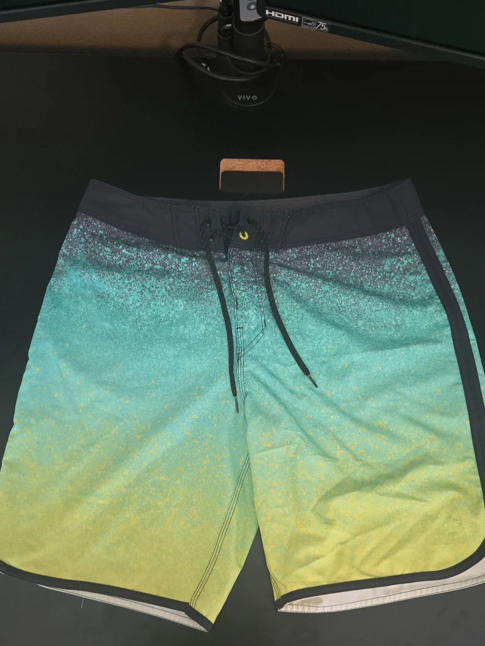 Billabong Teal to Yellow Ombre Board Shorts